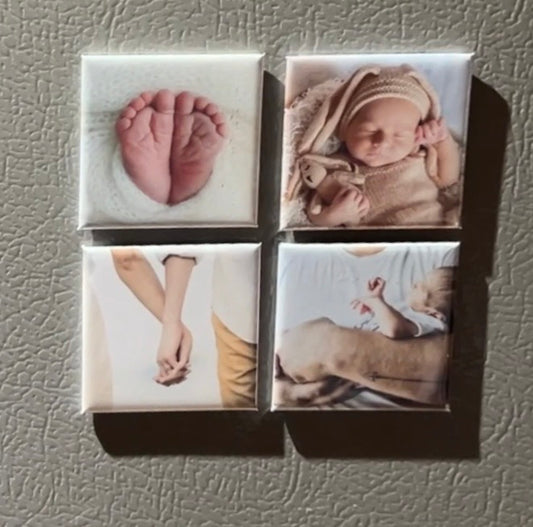 2" x 2" Personalized Newborn Announcement Photo Magnet