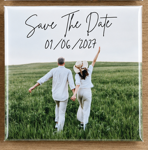 2" x 2" Personalized Save the Date Photo Magnet